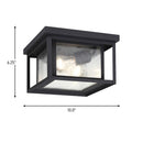 Two Light Outdoor Flush Mount<br /><span style="color:#4AB0CE;">Entrega: 4-5 semanas en USA</span><br /><span style="color:#4AB0CE;font-size:60%;">PREGUNTE POR ENTREGA EN PANAMA</span><br />Collection: Hunnington<br />Finish: Black