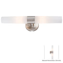 Two Light Bath<br /><span style="color:#4AB0CE;">Entrega: 4-10 dias en USA</span><br /><span style="color:#4AB0CE;font-size:60%;">PREGUNTE POR ENTREGA EN PANAMA</span><br />Collection: Saber<br />Finish: Brushed Stainless Steel