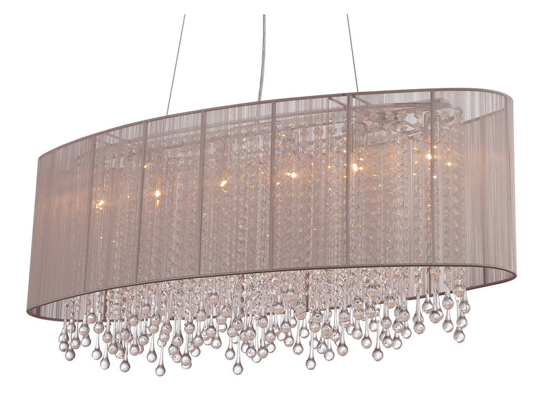 Six Light Chandelier<br /><span style="color:#4AB0CE;">Entrega: 4-10 dias en USA</span><br /><span style="color:#4AB0CE;font-size:60%;">PREGUNTE POR ENTREGA EN PANAMA</span><br />Collection: Beverly Dr.<br />Finish: Taupe Silk String