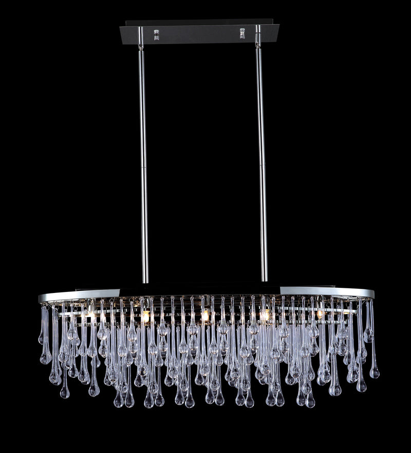 LED Chandelier<br /><span style="color:#4AB0CE;">Entrega: 4-10 dias en USA</span><br /><span style="color:#4AB0CE;font-size:60%;">PREGUNTE POR ENTREGA EN PANAMA</span><br />Collection: Hollywood Blvd.<br />Finish: Polish Nickel / Clear Glass Tear Drops