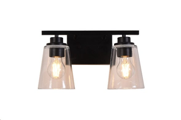 LÁMPARA DE PARED DECORATIVA 2XE27-40W(NO INCLUIDO), ACABADO BLACK/ METAL VIDRIO.