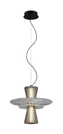 LÁMPARA DE TECHO COLGANTE DECORATIVA LED 10W, INTERRUPTOR PARA AJUSTE DE TONALIDAD DE LUZ CCT 30K, 40K,60K, 110-240V, ACABADO NEGRO + BRASS.