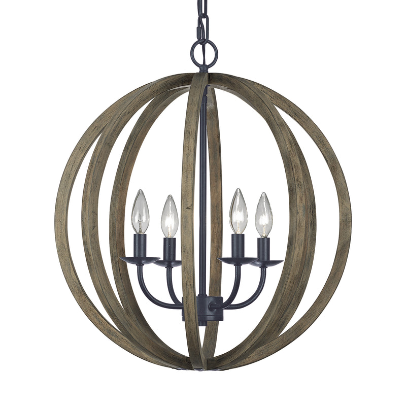 Visual Comfort Studio - F2935/4WOW/AF - Four Light Pendant - Allier - Weathered Oak Wood / Antique Forged Iron