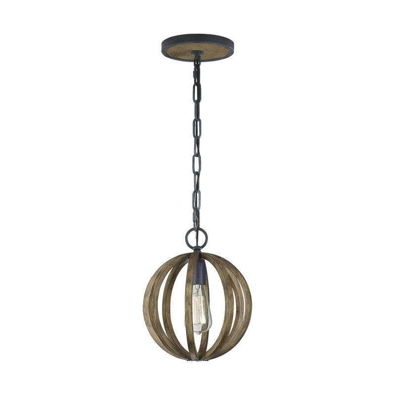 One Light Mini Pendant<br /><span style="color:#4AB0CE;">Entrega: 4-10 dias en USA</span><br /><span style="color:#4AB0CE;font-size:60%;">PREGUNTE POR ENTREGA EN PANAMA</span><br />Collection: Allier<br />Finish: Weathered Oak Wood / Antique Forged Iron