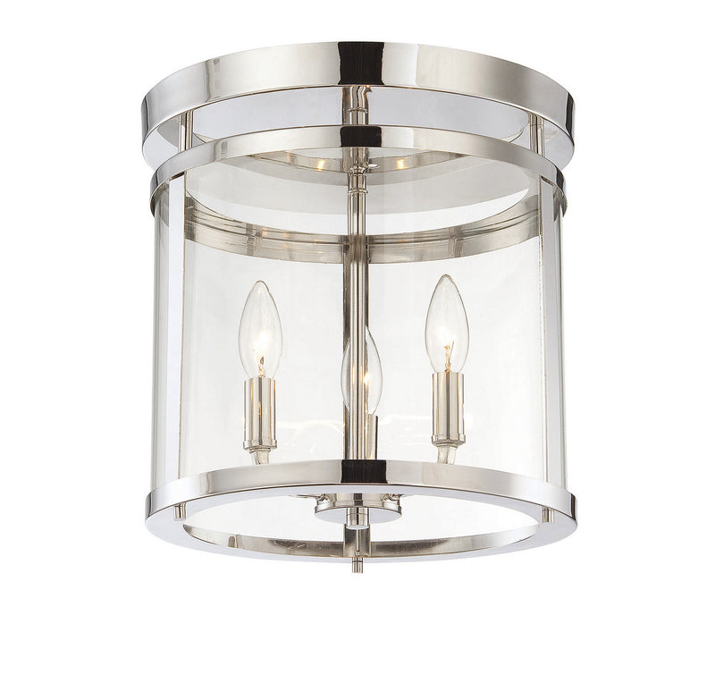 Three Light Semi-Flush Mount<br /><span style="color:#4AB0CE;">Entrega: 4-10 dias en USA</span><br /><span style="color:#4AB0CE;font-size:60%;">PREGUNTE POR ENTREGA EN PANAMA</span><br />Collection: Penrose<br />Finish: Polished Nickel