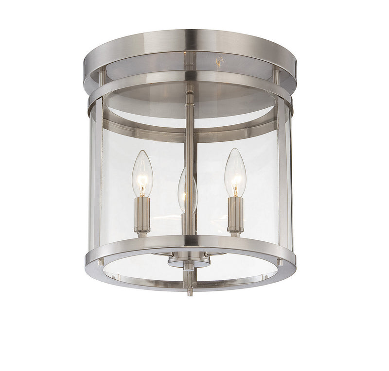 Three Light Semi-Flush Mount<br /><span style="color:#4AB0CE;">Entrega: 4-10 dias en USA</span><br /><span style="color:#4AB0CE;font-size:60%;">PREGUNTE POR ENTREGA EN PANAMA</span><br />Collection: Penrose<br />Finish: Satin Nickel