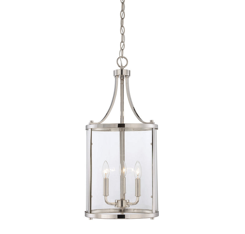 Three Light Foyer Pendant<br /><span style="color:#4AB0CE;">Entrega: 4-10 dias en USA</span><br /><span style="color:#4AB0CE;font-size:60%;">PREGUNTE POR ENTREGA EN PANAMA</span><br />Collection: Penrose<br />Finish: Polished Nickel