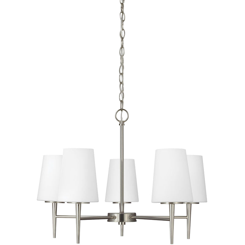 Generation Lighting - 3140405-962 - Five Light Chandelier - Driscoll - Brushed Nickel