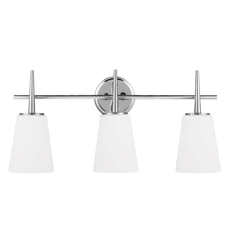 Three Light Wall / Bath<br /><span style="color:#4AB0CE;">Entrega: 4-10 dias en USA</span><br /><span style="color:#4AB0CE;font-size:60%;">PREGUNTE POR ENTREGA EN PANAMA</span><br />Collection: Driscoll<br />Finish: Chrome