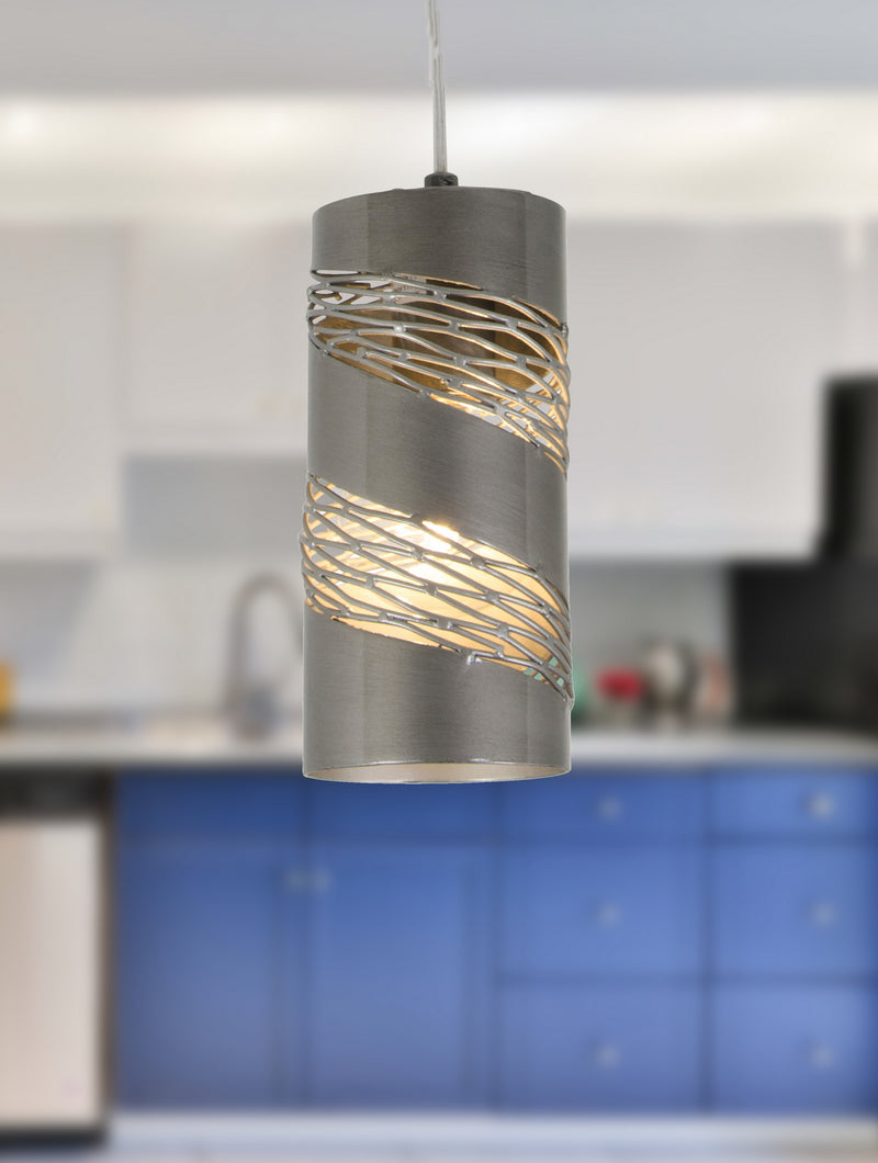 One Light Mini Pendant<br /><span style="color:#4AB0CE;">Entrega: 4-10 dias en USA</span><br /><span style="color:#4AB0CE;font-size:60%;">PREGUNTE POR ENTREGA EN PANAMA</span><br />Collection: Flow<br />Finish: Steel