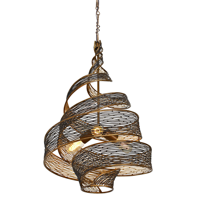 Three Light Pendant<br /><span style="color:#4AB0CE;">Entrega: 13-14 semanas en USA</span><br /><span style="color:#4AB0CE;font-size:60%;">PREGUNTE POR ENTREGA EN PANAMA</span><br />Collection: Flow<br />Finish: Hammered Ore