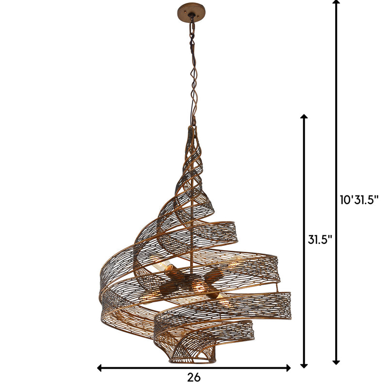 Six Light Pendant<br /><span style="color:#4AB0CE;">Entrega: 12-13 semanas en USA</span><br /><span style="color:#4AB0CE;font-size:60%;">PREGUNTE POR ENTREGA EN PANAMA</span><br />Collection: Flow<br />Finish: Hammered Ore