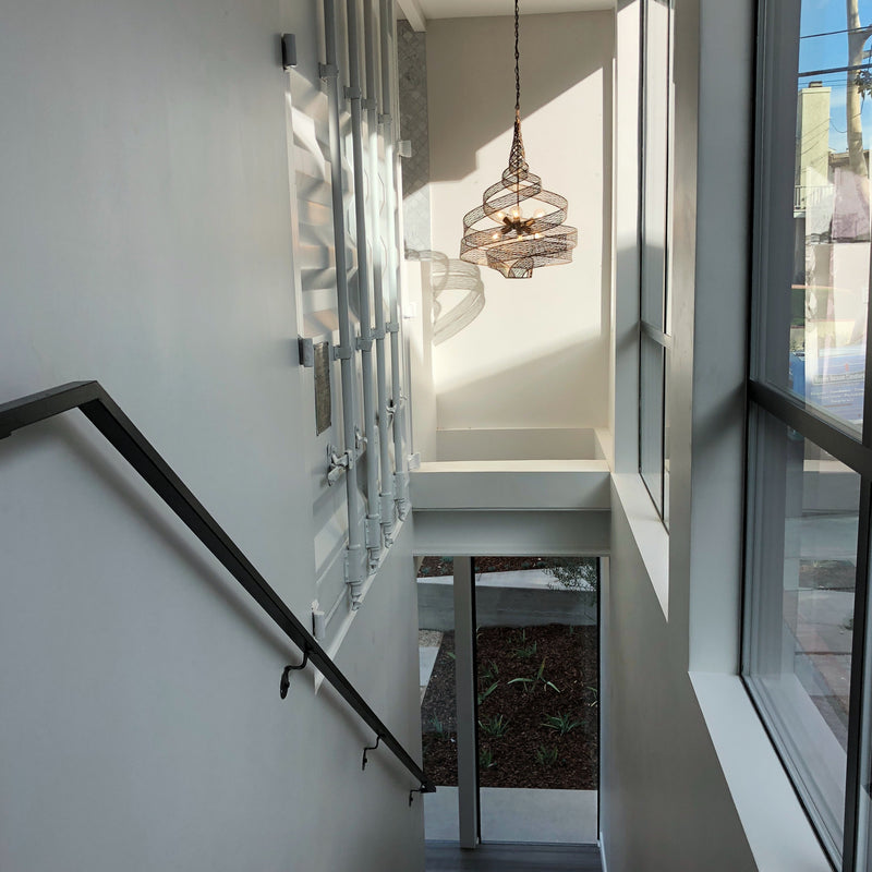 Six Light Pendant<br /><span style="color:#4AB0CE;">Entrega: 4-10 dias en USA</span><br /><span style="color:#4AB0CE;font-size:60%;">PREGUNTE POR ENTREGA EN PANAMA</span><br />Collection: Flow<br />Finish: Hammered Ore