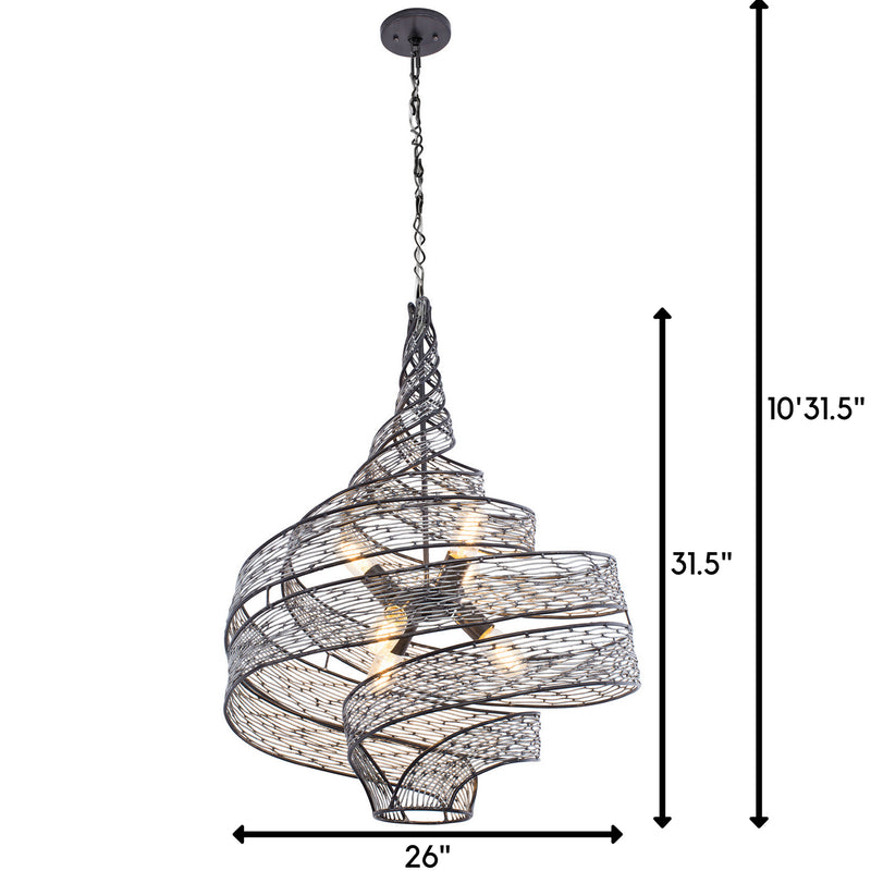 Six Light Pendant<br /><span style="color:#4AB0CE;">Entrega: 2-3 semanas en USA</span><br /><span style="color:#4AB0CE;font-size:60%;">PREGUNTE POR ENTREGA EN PANAMA</span><br />Collection: Flow<br />Finish: Steel