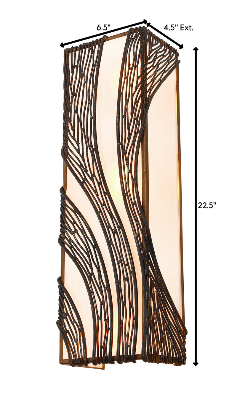 Three Light Wall Sconce<br /><span style="color:#4AB0CE;">Entrega: 4-10 dias en USA</span><br /><span style="color:#4AB0CE;font-size:60%;">PREGUNTE POR ENTREGA EN PANAMA</span><br />Collection: Flow<br />Finish: Hammered Ore