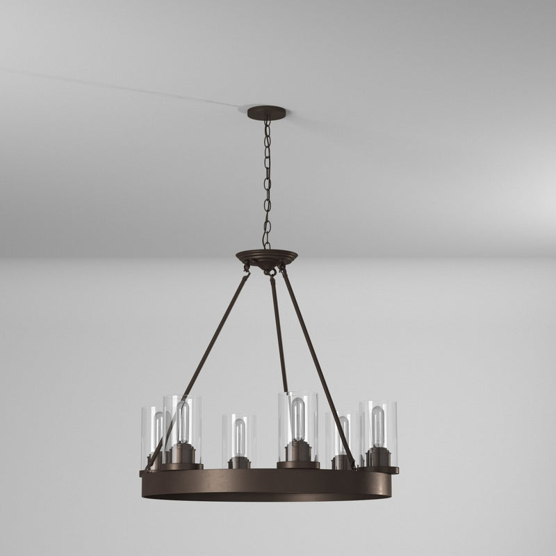 Six Light Chandelier<br /><span style="color:#4AB0CE;">Entrega: 4-10 dias en USA</span><br /><span style="color:#4AB0CE;font-size:60%;">PREGUNTE POR ENTREGA EN PANAMA</span><br />Collection: Menlo Park<br />Finish: Oil Rubbed Bronze