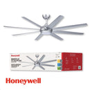 Abanico de techo 70'' decorativo silver con luz led 30w control remoto.