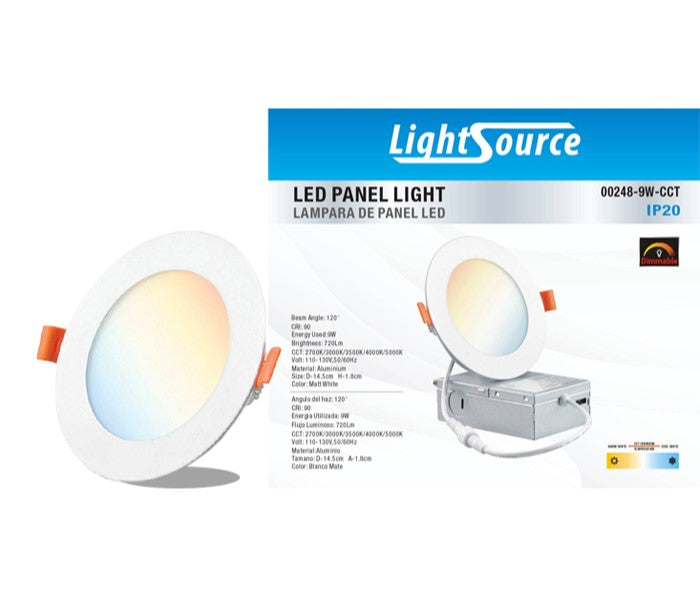 LÁMPARA DE TECHO PANEL LED DE EMPOTRAR 18W,  EMITE 960LM, INTERRUPTOR CCT: 27K,30K,35K,40K,50K,110-240V, 50.60HZ, ACABADO BLANCO.