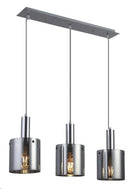 Lámpara Colgante Decorativa 3Xe27-60W (No Incluido) Acabado Cromo/ Metal Vidrio.