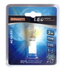 FOCO LED G9 MARCA MEGA LITE DE 2W 300 LUMENS. TONALIDAD DE LUZ DE 3000K.