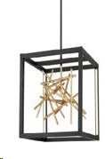 Lámpara de Techo Colgante LED 17W Acabado Negro + Dorado.