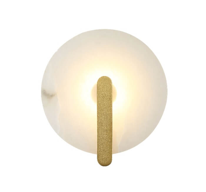 LÁMPARA DE PARED DECORATIVA ALABASTRO LED 5W, TONALIDAD DE 3000K, 110-240V, 50-60HZ, GRADO DE PROTECCION IP20, ACABADO DORADO.