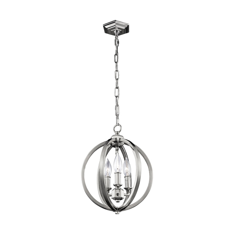 Three Light Pendant<br /><span style="color:#4AB0CE;">Entrega: 4-10 dias en USA</span><br /><span style="color:#4AB0CE;font-size:60%;">PREGUNTE POR ENTREGA EN PANAMA</span><br />Collection: Corinne<br />Finish: Polished Nickel