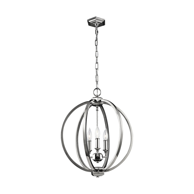 Three Light Pendant<br /><span style="color:#4AB0CE;">Entrega: 4-10 dias en USA</span><br /><span style="color:#4AB0CE;font-size:60%;">PREGUNTE POR ENTREGA EN PANAMA</span><br />Collection: Corinne<br />Finish: Polished Nickel