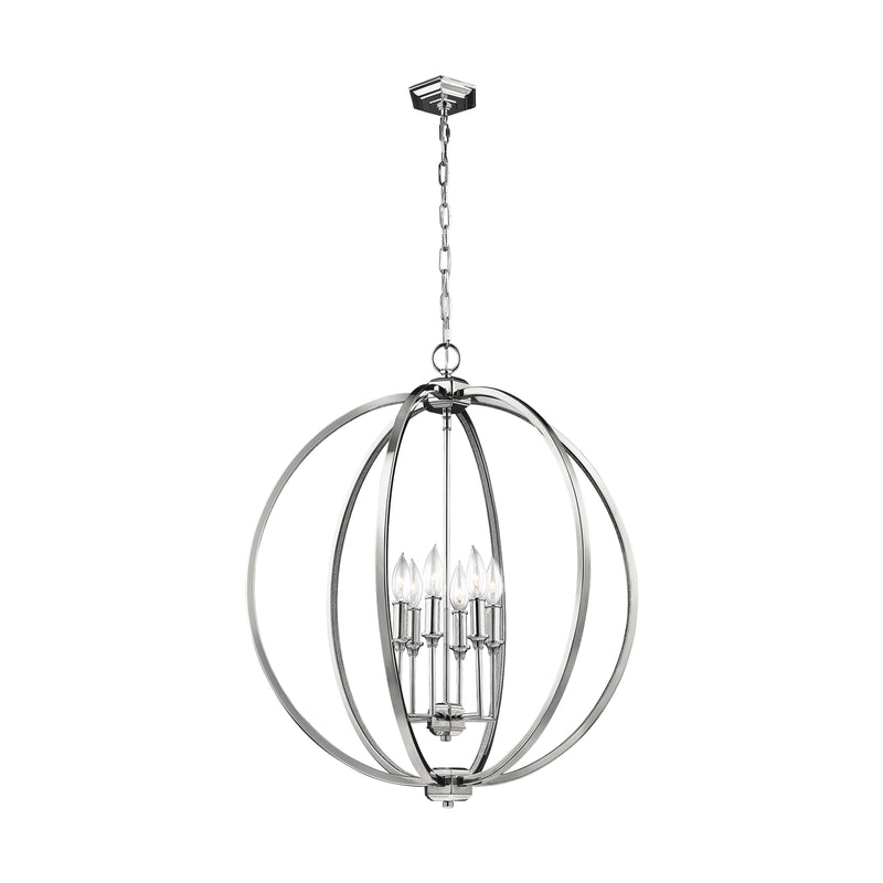 Six Light Pendant<br /><span style="color:#4AB0CE;">Entrega: 4-10 dias en USA</span><br /><span style="color:#4AB0CE;font-size:60%;">PREGUNTE POR ENTREGA EN PANAMA</span><br />Collection: Corinne<br />Finish: Polished Nickel