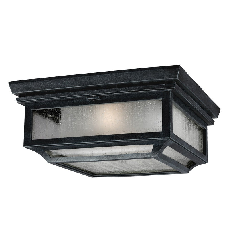 Two Light Flush Mount<br /><span style="color:#4AB0CE;">Entrega: 4-10 dias en USA</span><br /><span style="color:#4AB0CE;font-size:60%;">PREGUNTE POR ENTREGA EN PANAMA</span><br />Collection: Shepherd<br />Finish: Dark Weathered Zinc