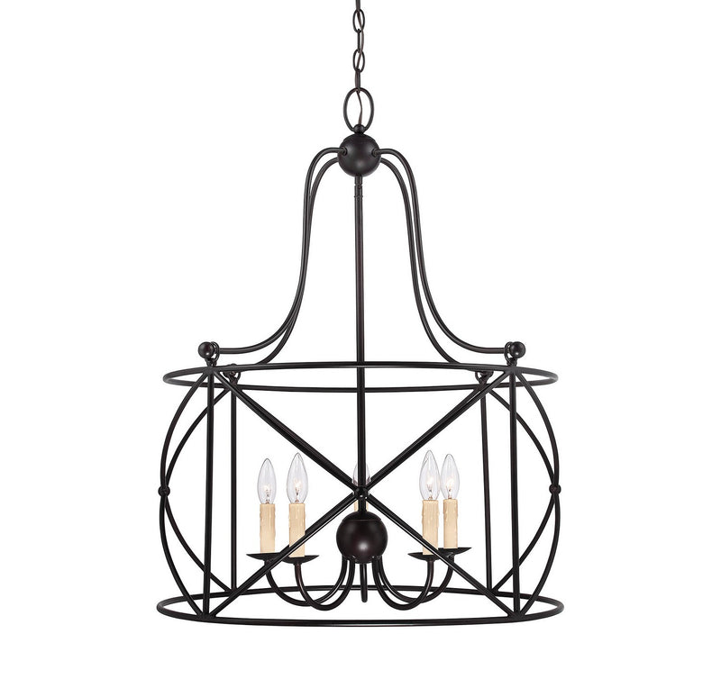 Five Light Pendant<br /><span style="color:#4AB0CE;">Entrega: 4-10 dias en USA</span><br /><span style="color:#4AB0CE;font-size:60%;">PREGUNTE POR ENTREGA EN PANAMA</span><br />Collection: Seneca<br />Finish: English Bronze