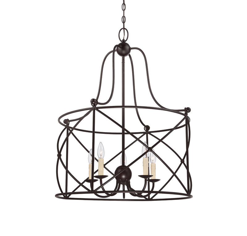 Five Light Pendant<br /><span style="color:#4AB0CE;">Entrega: 4-10 dias en USA</span><br /><span style="color:#4AB0CE;font-size:60%;">PREGUNTE POR ENTREGA EN PANAMA</span><br />Collection: Seneca<br />Finish: English Bronze