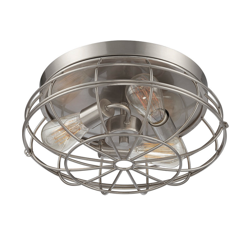 Three Light Flush Mount<br /><span style="color:#4AB0CE;">Entrega: 4-10 dias en USA</span><br /><span style="color:#4AB0CE;font-size:60%;">PREGUNTE POR ENTREGA EN PANAMA</span><br />Collection: Scout<br />Finish: Satin Nickel