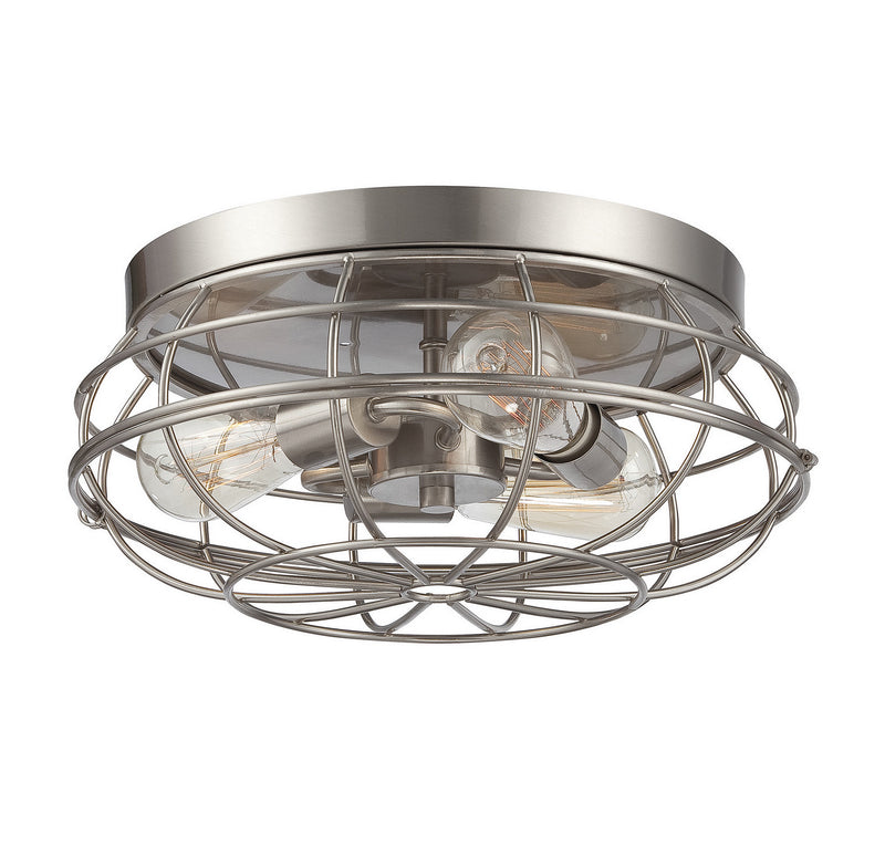 Three Light Flush Mount<br /><span style="color:#4AB0CE;">Entrega: 4-10 dias en USA</span><br /><span style="color:#4AB0CE;font-size:60%;">PREGUNTE POR ENTREGA EN PANAMA</span><br />Collection: Scout<br />Finish: Satin Nickel