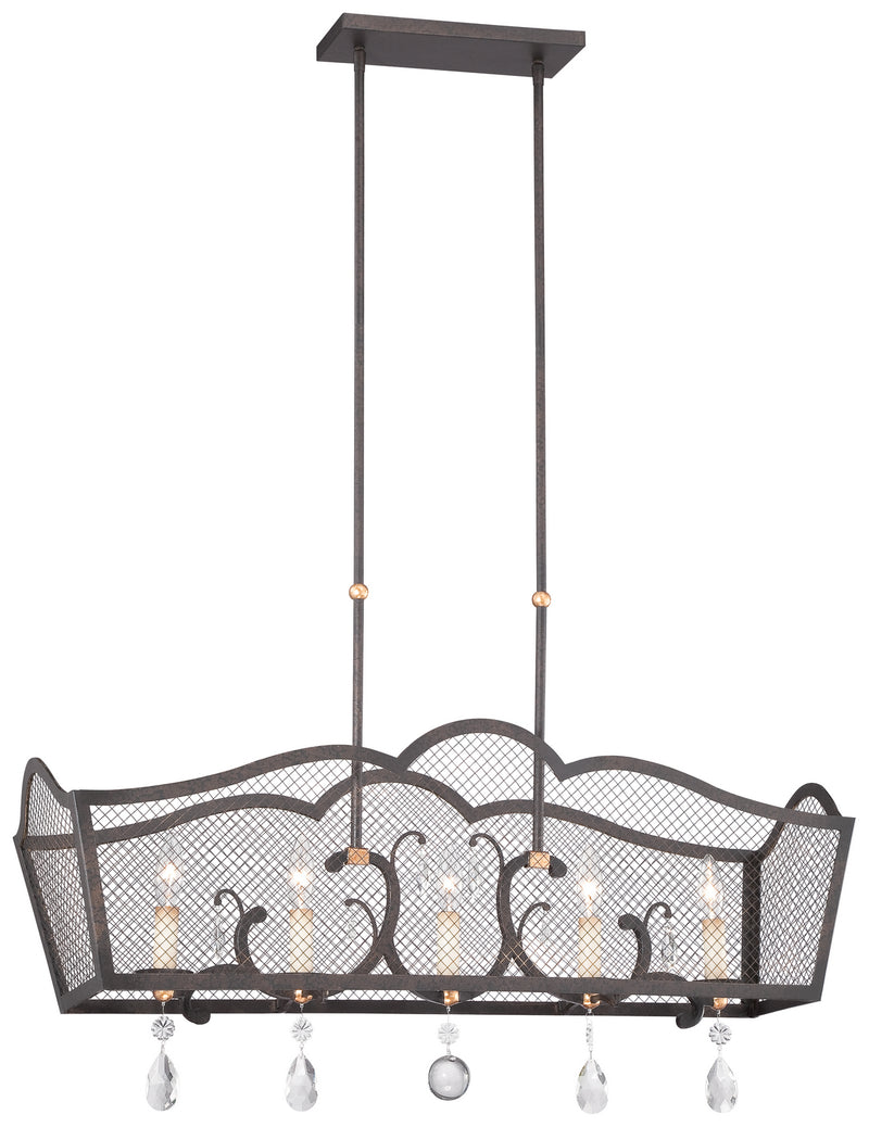 Metropolitan - N7107-258B - Five Light Island Pendant - Cortona - French Bronze W/ Gold Highlights