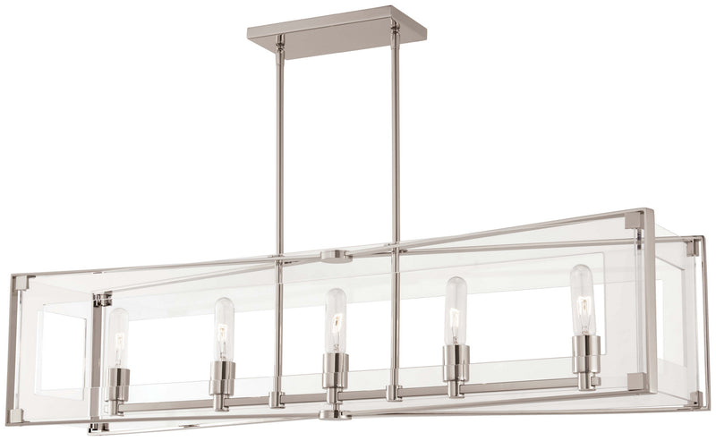 George Kovacs - P1405-613 - Five Light Island Pendant - Crystal-Clear - Polished Nickel