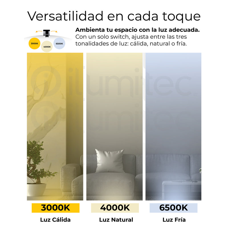 LÁMPARA DE TECHO PLAFON LED 26W, INTERRUPTOR CCT, 30K,40K,65K, 110-240V, 50-60HZ, GRADO DE PROTECCION IP20, ABADO  BLANCO + NEGRO.