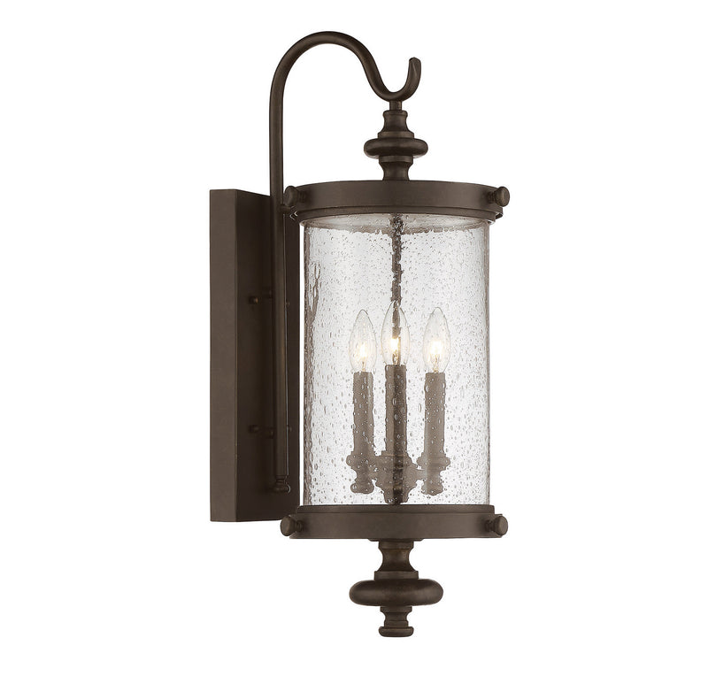 Three Light Wall Lantern<br /><span style="color:#4AB0CE;">Entrega: 4-10 dias en USA</span><br /><span style="color:#4AB0CE;font-size:60%;">PREGUNTE POR ENTREGA EN PANAMA</span><br />Collection: Palmer<br />Finish: Walnut Patina