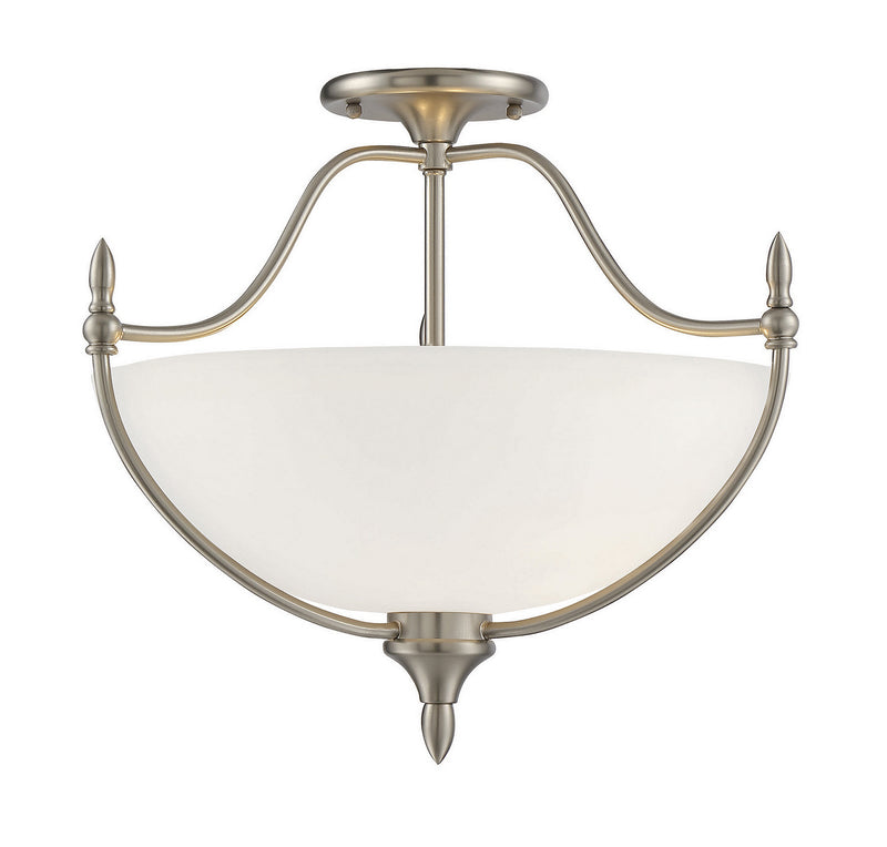 Three Light Semi-Flush Mount<br /><span style="color:#4AB0CE;">Entrega: 4-10 dias en USA</span><br /><span style="color:#4AB0CE;font-size:60%;">PREGUNTE POR ENTREGA EN PANAMA</span><br />Collection: Herndon<br />Finish: Satin Nickel