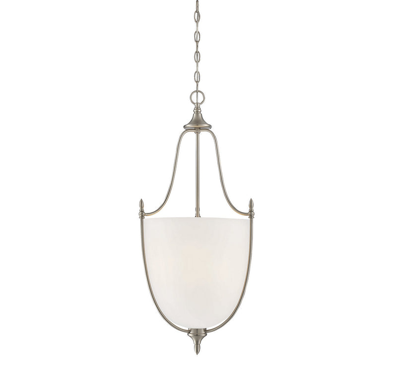 Three Light Pendant<br /><span style="color:#4AB0CE;">Entrega: 4-10 dias en USA</span><br /><span style="color:#4AB0CE;font-size:60%;">PREGUNTE POR ENTREGA EN PANAMA</span><br />Collection: Herndon<br />Finish: Satin Nickel