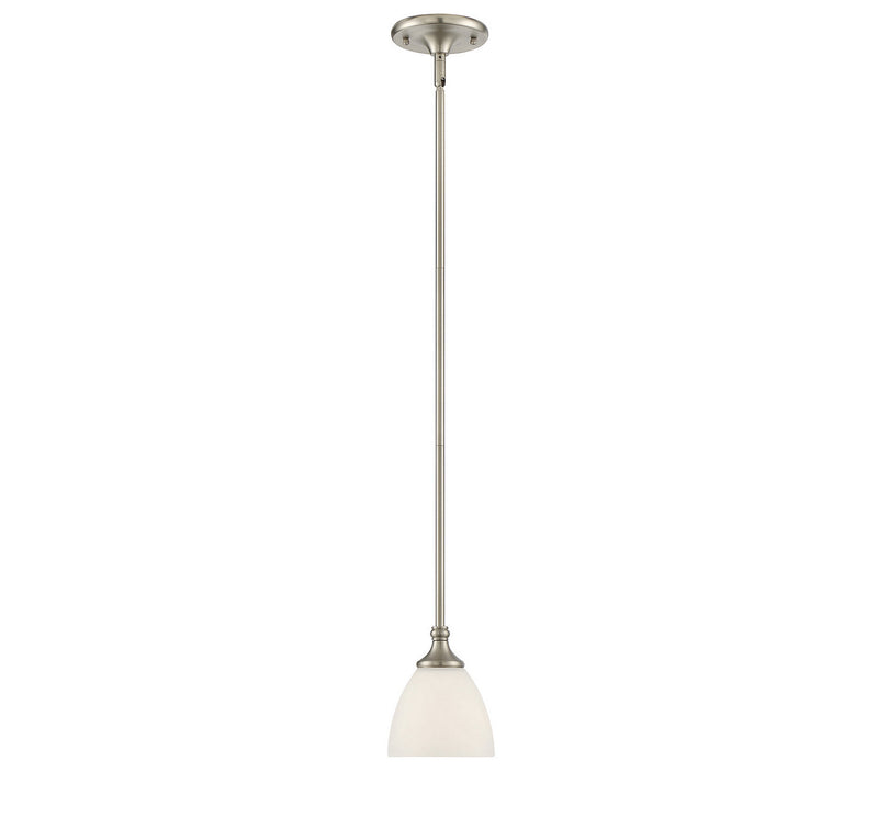 One Light Mini Pendant<br /><span style="color:#4AB0CE;">Entrega: 4-10 dias en USA</span><br /><span style="color:#4AB0CE;font-size:60%;">PREGUNTE POR ENTREGA EN PANAMA</span><br />Collection: Herndon<br />Finish: Satin Nickel