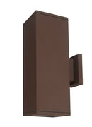 LÁMPARA DE PARED EXTERIOR DECORATIVA CON ILUMINACION UP AND DOWN  2XE27 PARA PAR30-75W, ACABADO BRONCE.