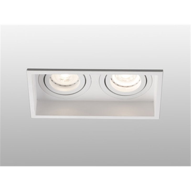 SPOT EMPOTRABLE AJUSTABLE 2XGU10-50W AC 90-305V 50-60HZ, IP20, ACABADO BLANCO.