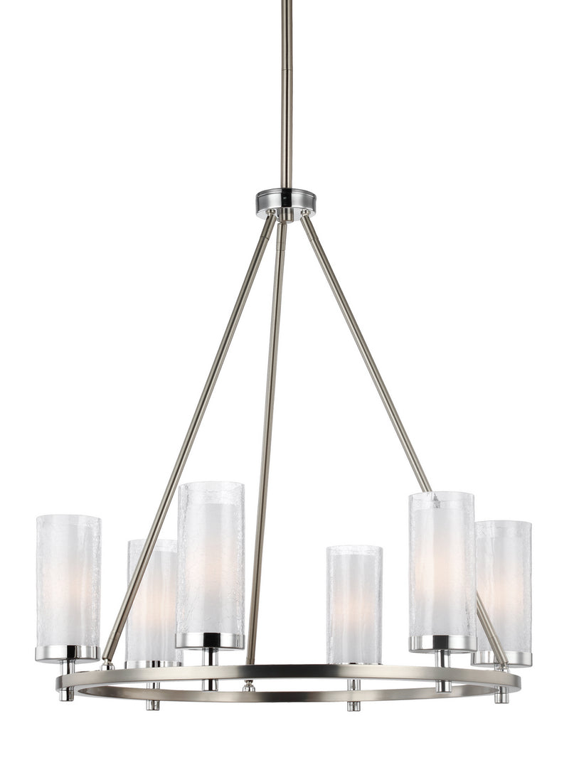 Six Light Chandelier<br /><span style="color:#4AB0CE;">Entrega: 4-10 dias en USA</span><br /><span style="color:#4AB0CE;font-size:60%;">PREGUNTE POR ENTREGA EN PANAMA</span><br />Collection: Jonah<br />Finish: Satin Nickel / Chrome