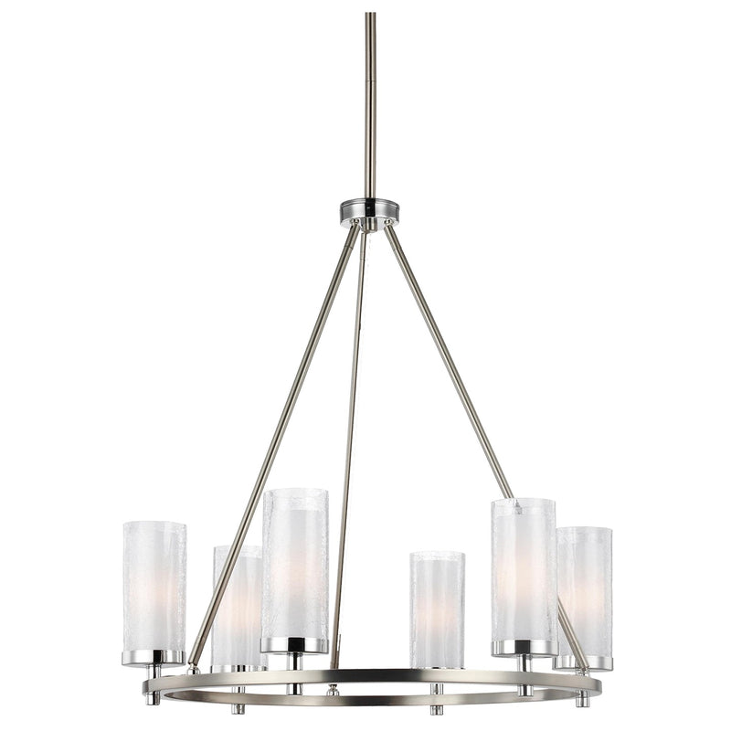 Six Light Chandelier<br /><span style="color:#4AB0CE;">Entrega: 4-10 dias en USA</span><br /><span style="color:#4AB0CE;font-size:60%;">PREGUNTE POR ENTREGA EN PANAMA</span><br />Collection: Jonah<br />Finish: Satin Nickel / Chrome