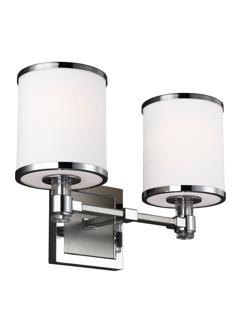 Two Light Vanity<br /><span style="color:#4AB0CE;">Entrega: 4-10 dias en USA</span><br /><span style="color:#4AB0CE;font-size:60%;">PREGUNTE POR ENTREGA EN PANAMA</span><br />Collection: Prospect Park<br />Finish: Satin Nickel / Chrome