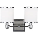 Two Light Vanity<br /><span style="color:#4AB0CE;">Entrega: 4-10 dias en USA</span><br /><span style="color:#4AB0CE;font-size:60%;">PREGUNTE POR ENTREGA EN PANAMA</span><br />Collection: Prospect Park<br />Finish: Satin Nickel / Chrome