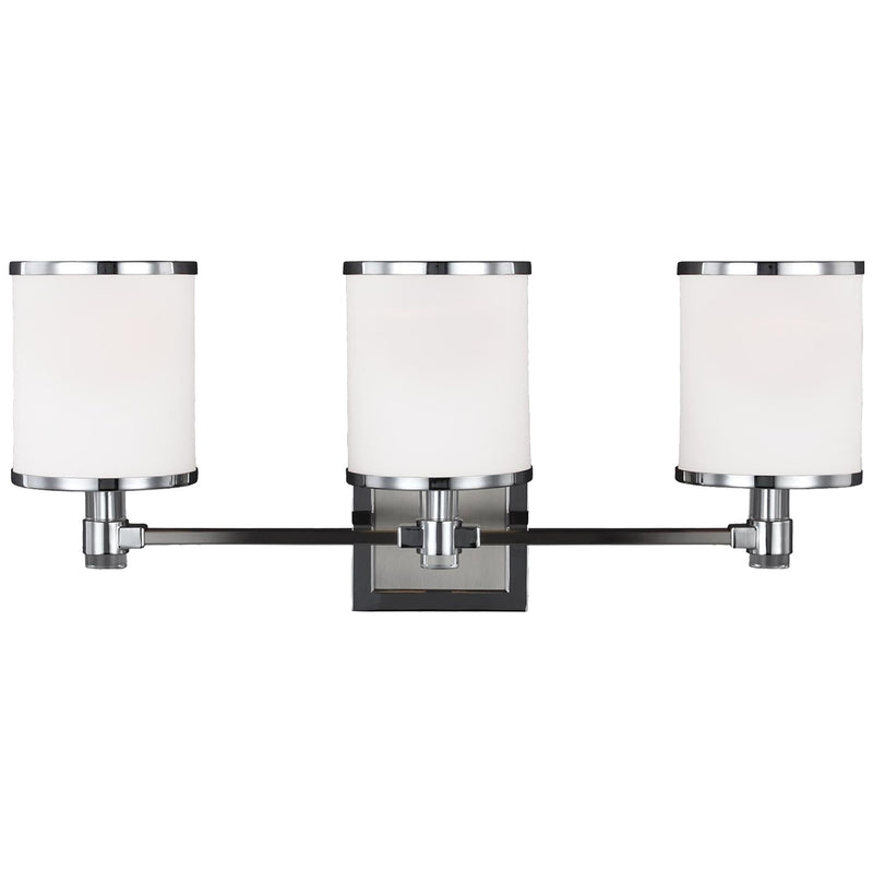 Three Light Vanity<br /><span style="color:#4AB0CE;">Entrega: 4-10 dias en USA</span><br /><span style="color:#4AB0CE;font-size:60%;">PREGUNTE POR ENTREGA EN PANAMA</span><br />Collection: Prospect Park<br />Finish: Satin Nickel / Chrome
