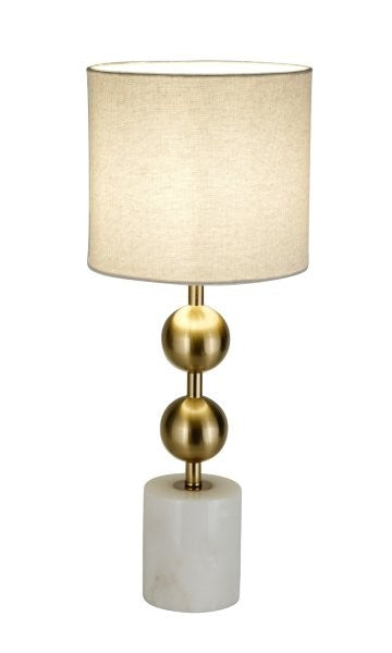 LÁMPARA DE MESA  DECORATIVA 1XE27-40W, 110-240V, 50-60HZ, GRADO DE PRTECCION IP20, ACABADO MARMOLE + DORADO.