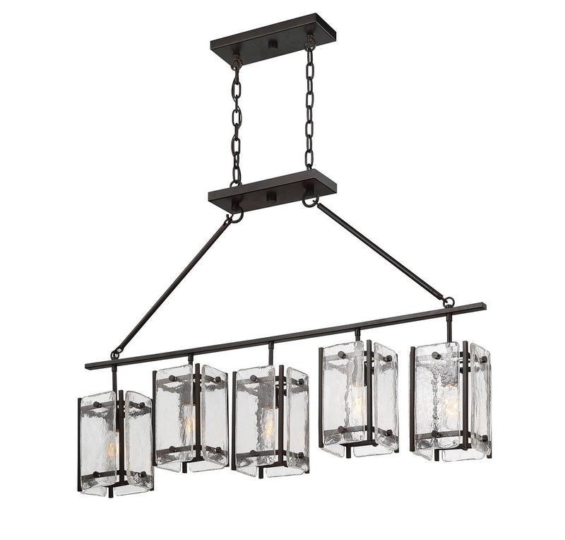 Five Light Linear Chandelier<br /><span style="color:#4AB0CE;">Entrega: 4-10 dias en USA</span><br /><span style="color:#4AB0CE;font-size:60%;">PREGUNTE POR ENTREGA EN PANAMA</span><br />Collection: Glenwood<br />Finish: English Bronze